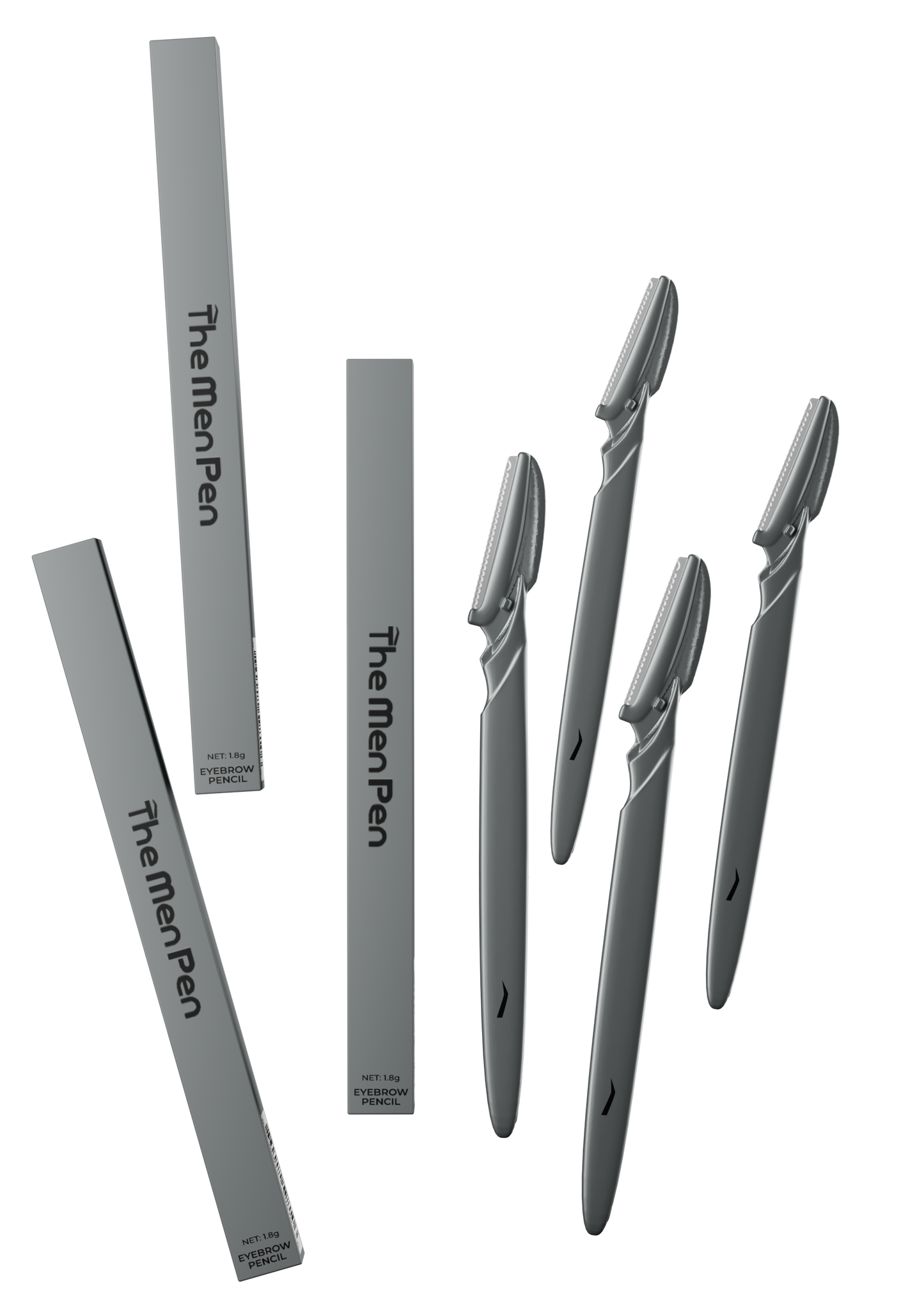 The Men Pen 3-Pack + 4 Razor Precision Grooming Kit for Men | Natural Finish, Waterproof, Long-Lasting, Sweatproof