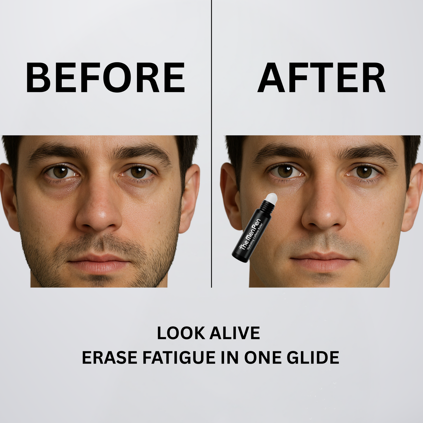 The Men Pen Eye Revival Duo | Caffeine Roller + Peptide Eye Patches | Puffiness, Dark Circle, and Tired Eye Treatment