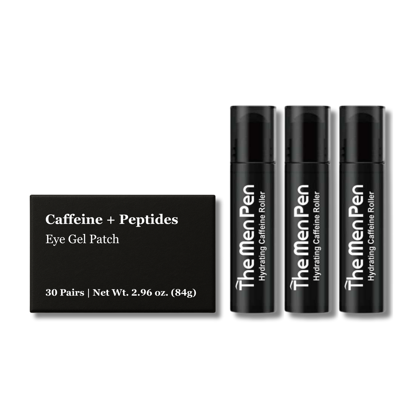 The Men Pen Eye Revival Duo | Caffeine Roller + Peptide Eye Patches | Puffiness, Dark Circle, and Tired Eye Treatment