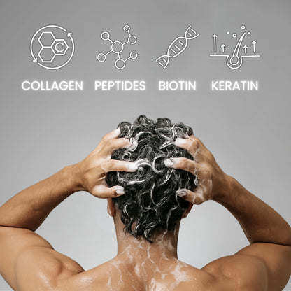 The Men Pen Peptide Kit | Hair Care Combo + Caffeine Roller + Peptide Eye Patches | Puffiness, Dark Circle, and Tired Hair Treatment