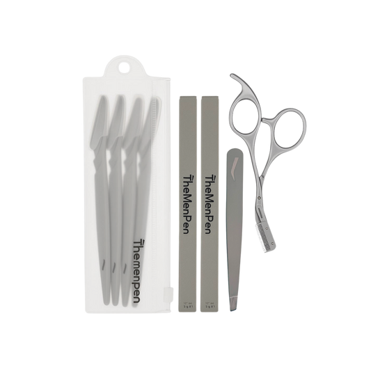The Men Pen Complete Eyebrow Grooming Kit for Men | Scissors, Tweezers, Razors & 2 Eyebrow Filler Pens for Shaping | Trimming & Defining Brows