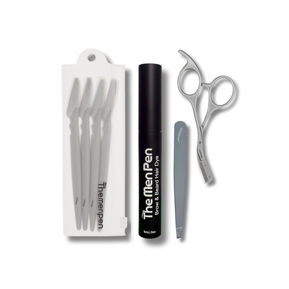 The Men Pen Complete Dye Grooming Kit for Men | Dye, Scissors, Tweezers, Razors | Trimming & Defining Brows