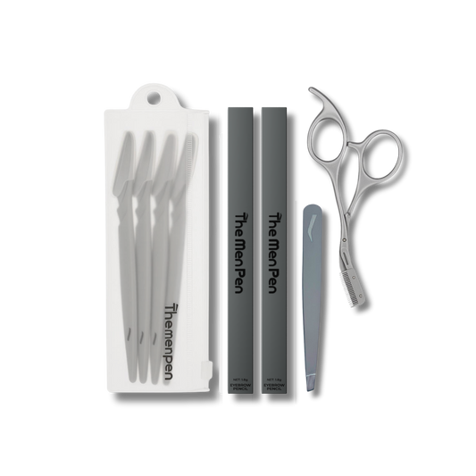 The Men Pen Complete Eyebrow Grooming Kit for Men | Scissors, Tweezers, Razors & 2 Eyebrow Filler Pens for Shaping | Trimming & Defining Brows