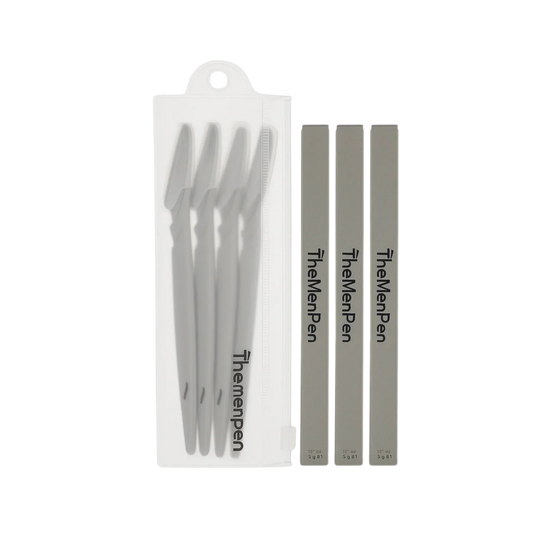 The Men Pen 3-Pack + 4 Razor Precision Grooming Kit for Men | Natural Finish, Waterproof, Long-Lasting, Sweatproof