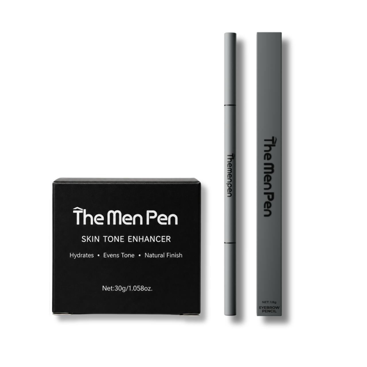 The Men Pen Combo | Hair Filler Pen + Skin Tone Enhancer | Fix Patchy Brows, Erase Redness & Dark Circles